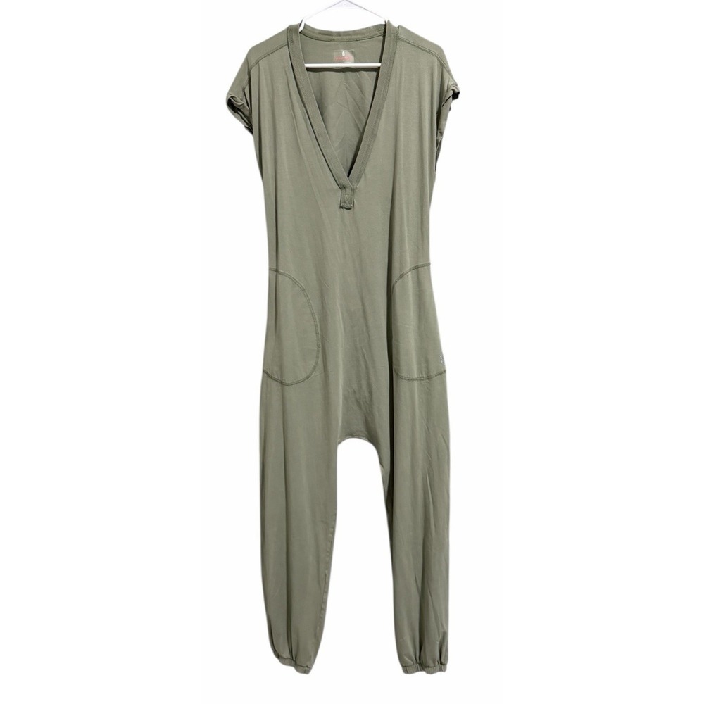 Free People Algues Marines Short Sleeve Hot Shot V-Neck Cut-Out Back Jumpsuit S